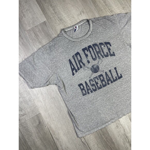 Champion Mens 2XL Air Force Falcons Baseball Shirt Graphic Gray Short Sleeve U - Picture 2 of 9